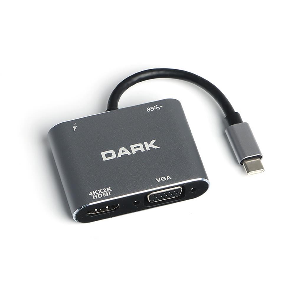 Hytech HY-USBC83 4K@30Hz Gri Metal 2xUSB3.0, 1xUSB