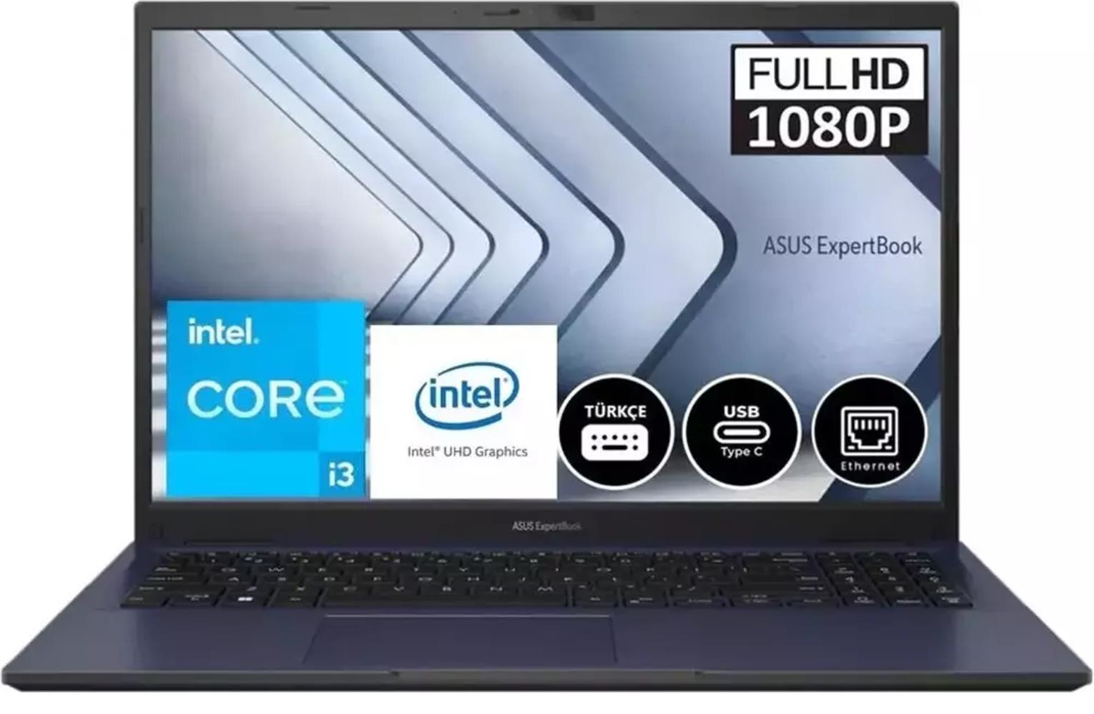 Asus Expertbook B1502CBA-I38512B0D Intel Core I3-1215U 8Gb 512Gb Ssd 15.6"Fhd FreeDOS Notebook