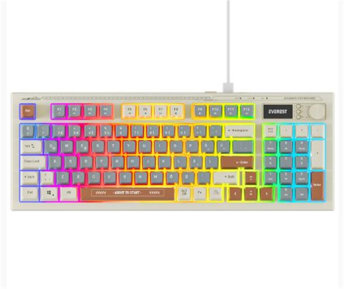 Everest KB-79 SILENT PRO Gri Mavi-Gri-Kahve SESSİZ RGB Q Membrane Oyuncu Klavyesi