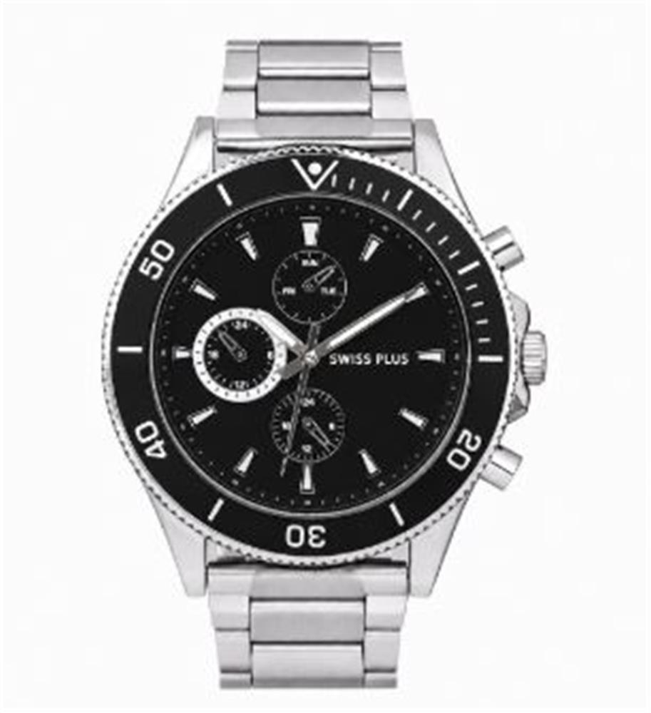 Swiss Plus Man Watch Basic Seri Model-10 ST3516AGS Lüx Black-Silver