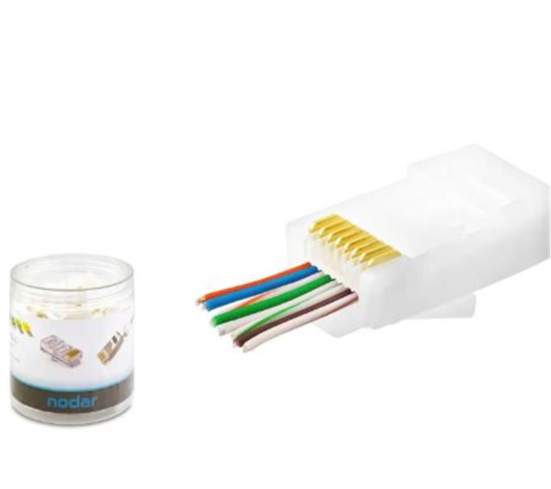 Kruxon ND2406 CAT6 EZ RJ45 Konnektör 100 Adet Plastik Kutu - Beyaz