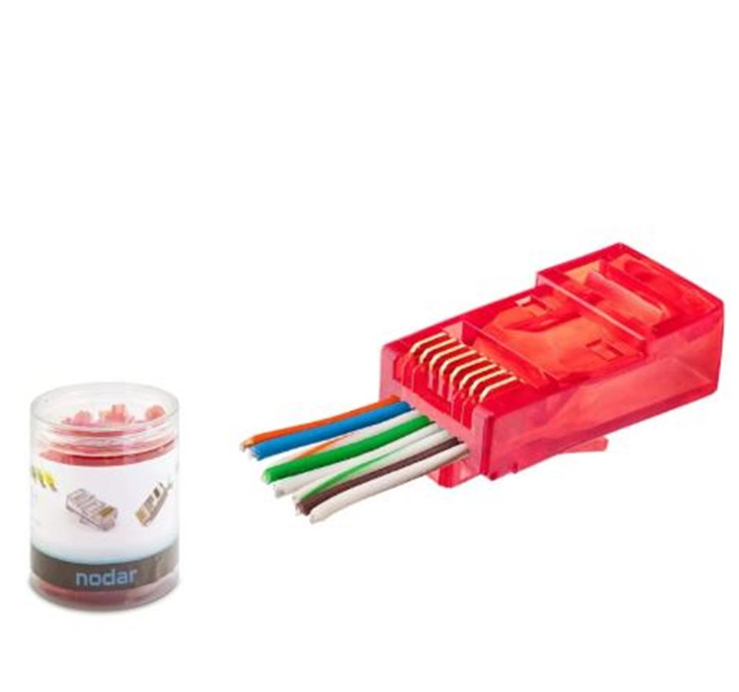 Kruxon ND2403 CAT6 EZ RJ45 Konnektör 100 Adet Plastik Kutu - Kırmızı