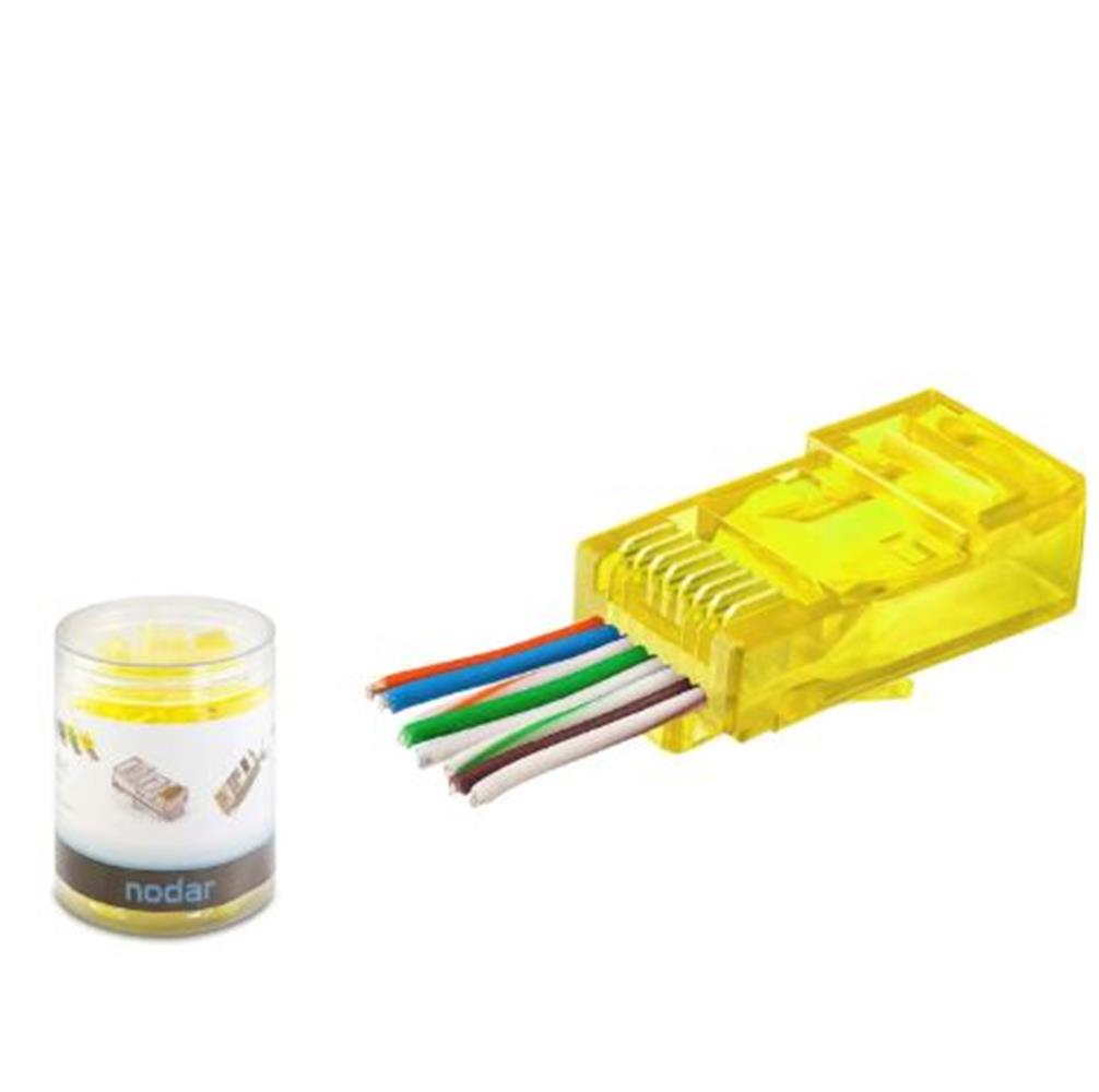 Kruxon ND2400 CAT6 EZ RJ45 Konnektör 100 Adet Plastik Kutu - Sarı