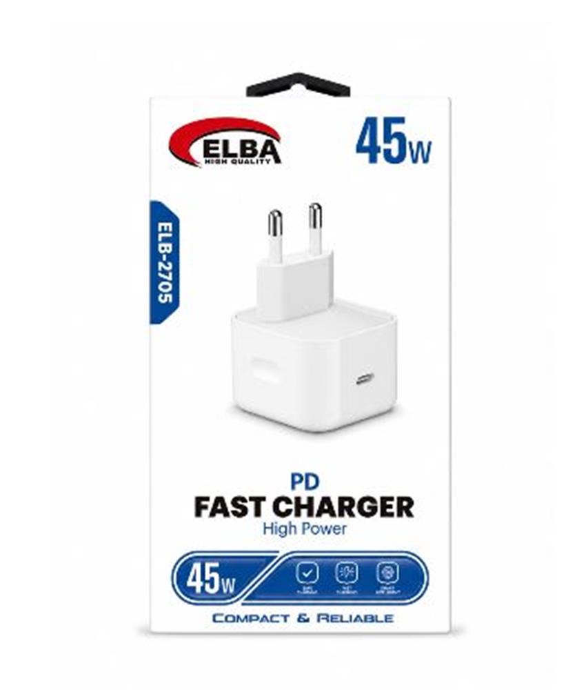 Elba ELB-2705 45W Beyaz Usb-C Ev Şarj Kafa 