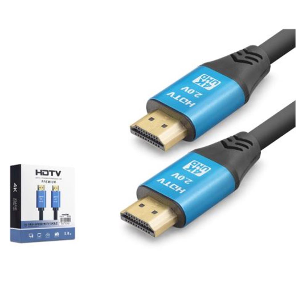 Kruxon ND4052 HDMI 2.0 Kablo 4K 60 Hz OD 8.0 mm 5 m Siyah Mavi