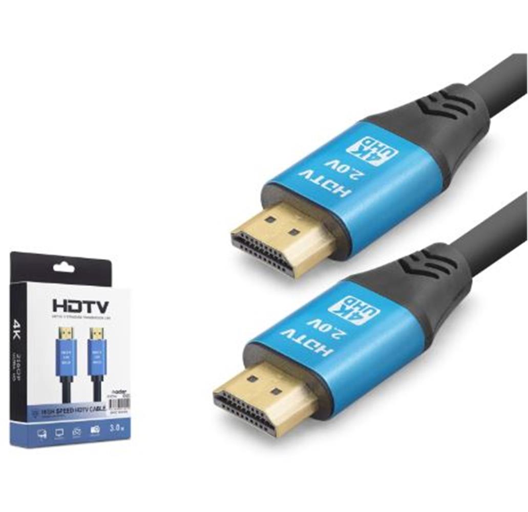 Kruxon ND4051 HDMI 2.0 Kablo 4K 60 Hz OD 8.0 mm 3 m Siyah Mavi