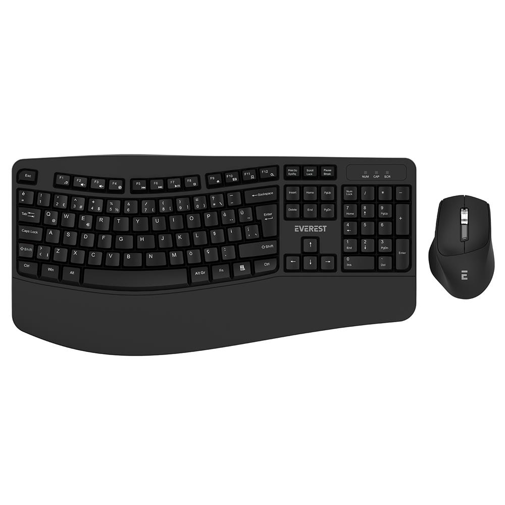 Everest KM-35 Comfy Siyah Kablosuz Ergonomik Q Multimedia Klavye + Mouse Set