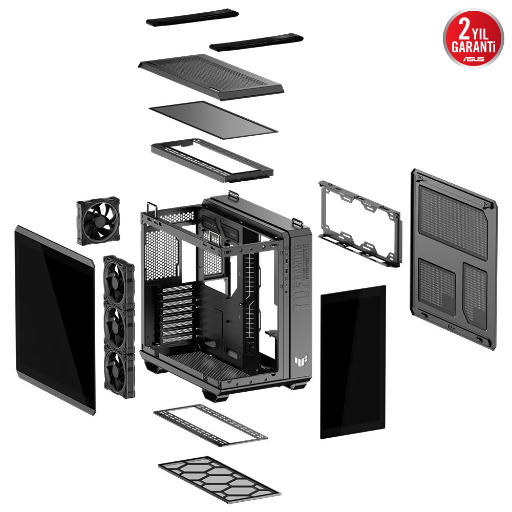 Asus TUF GAMING GT502 Siyah Horizon Temperli Cam ATX Mid Tower Fanlı ARGB  Kasa