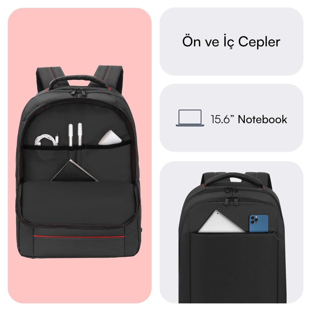 MACK MCC-006 15.6" Office USB Girişli Notebook Sırt Çantası Siyah