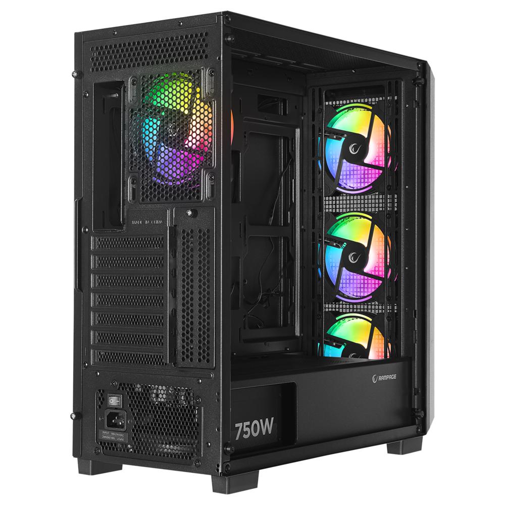 Rampage X-CHAIN Temper Camlı 750W(Peak) 80Plus Bronze 4 Adet RGB Fanlı Kasa