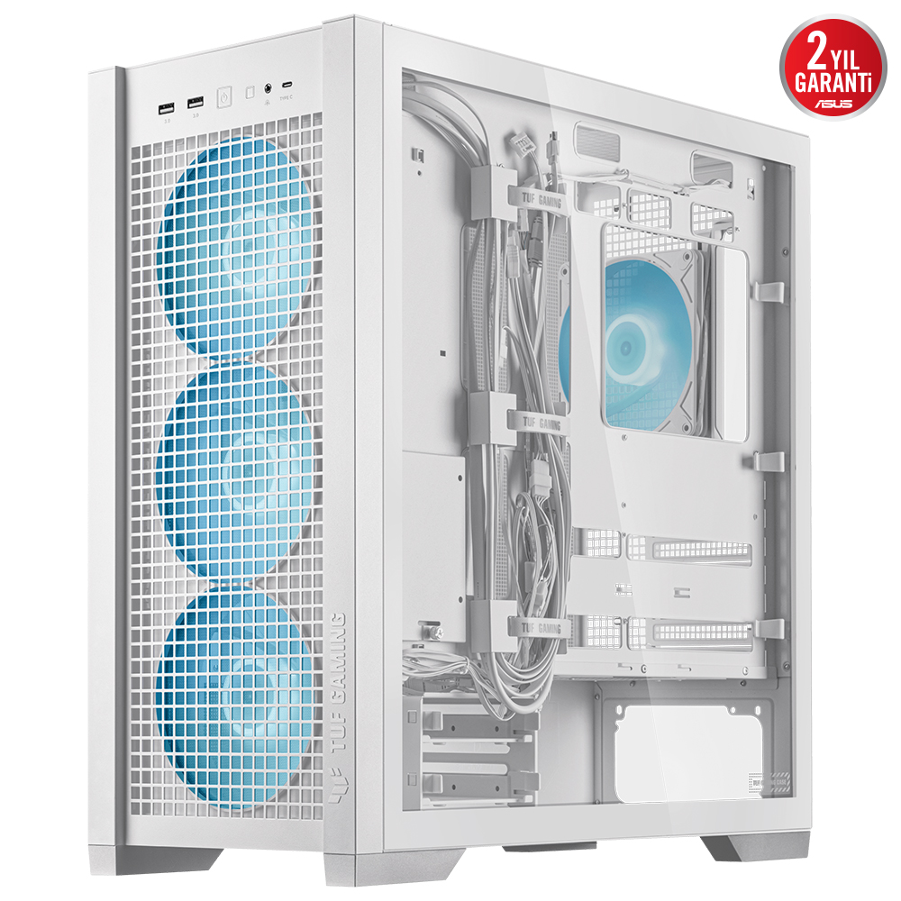 Asus TUF GAMING GT302 Beyaz Temperli Cam EATX Mid Tower Fanlı ARGB  Kasa