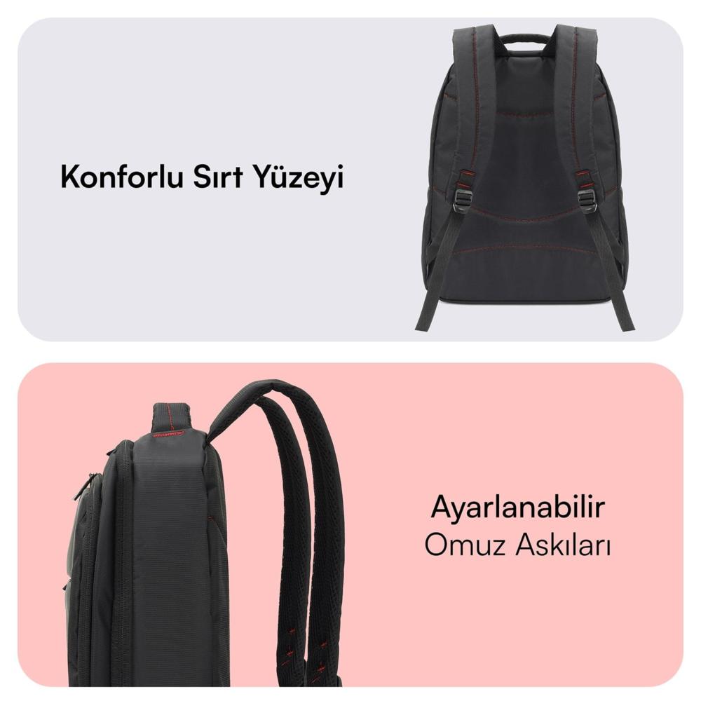 MACK MCC-006 15.6" Office USB Girişli Notebook Sırt Çantası Siyah