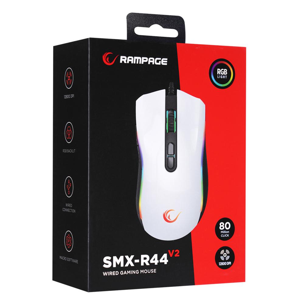 Rampage SMX-R44 V2 Makrolu RGB Ledli Kablolu Beyaz Gaming Oyuncu Mouse