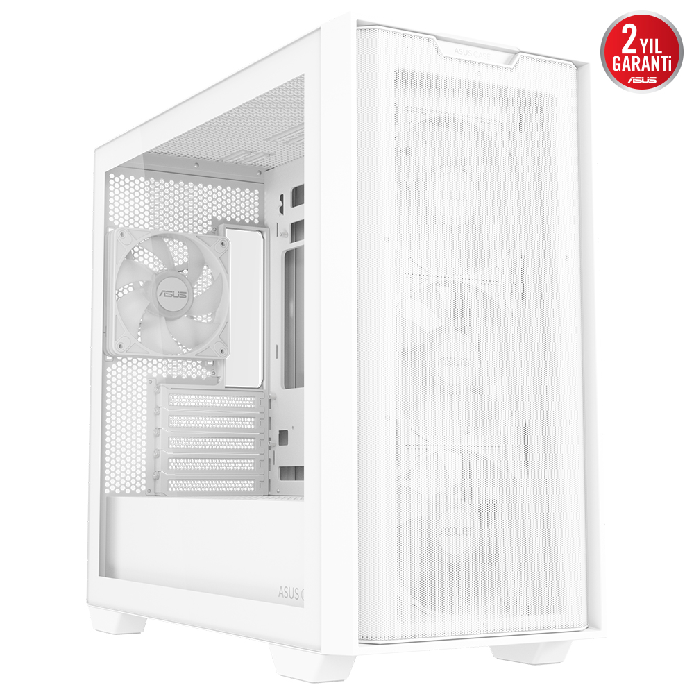 Asus A21 PLUS Beyaz Temperli Cam mATX Mid Tower Fanlı ARGB Kasa