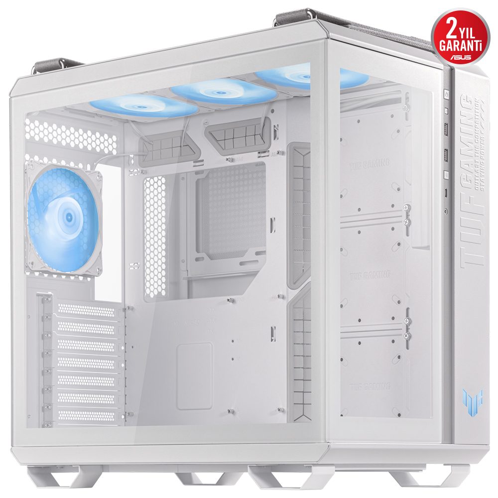 Asus TUF GAMING GT502 PLUS Beyaz Panaromik Temperli Cam ATX Mid Tower Fanlı Kasa