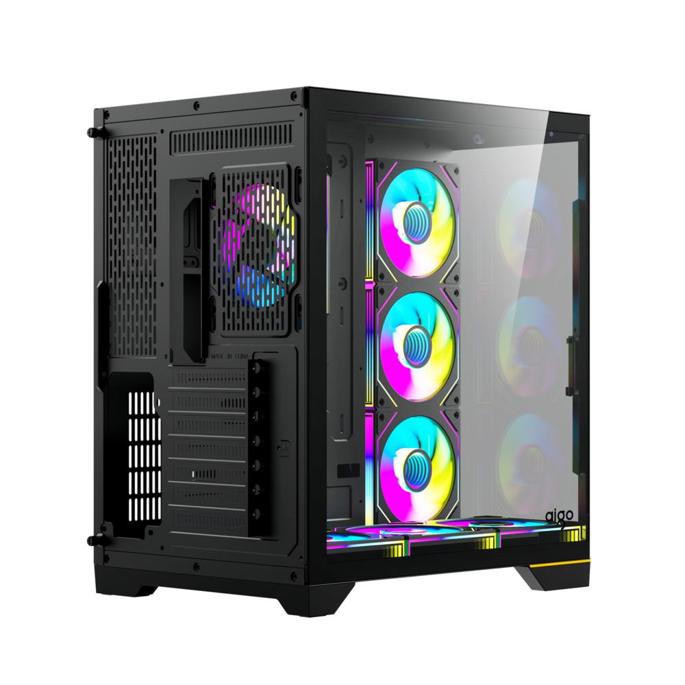 AIGO FT418 Ultra Siyah 7x L17 ARGB Fanlı 850W 80+ Bronze Gen5 LCD Mid Tower Kasa
