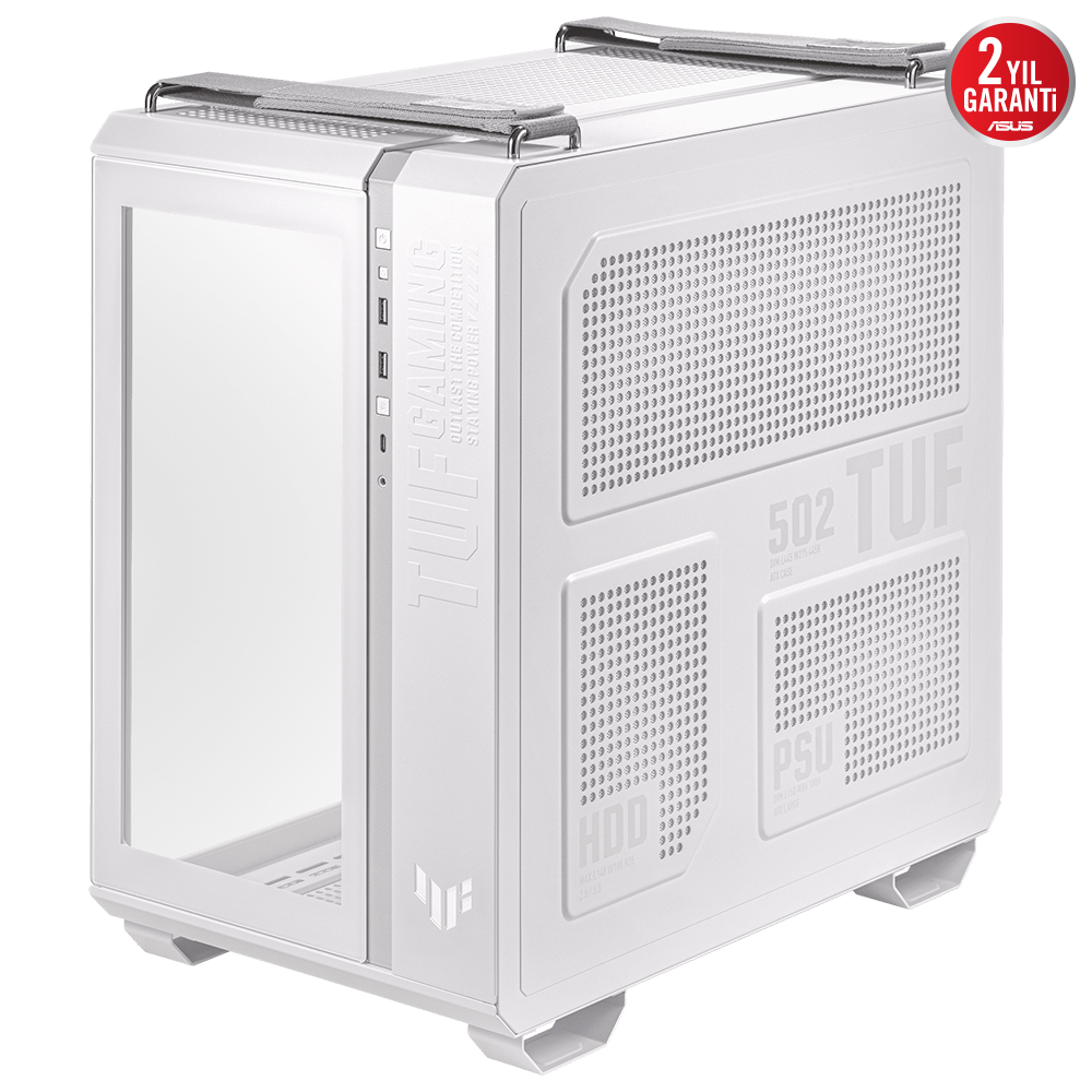 Asus TUF GAMING GT502 PLUS Beyaz Panaromik Temperli Cam ATX Mid Tower Fanlı Kasa