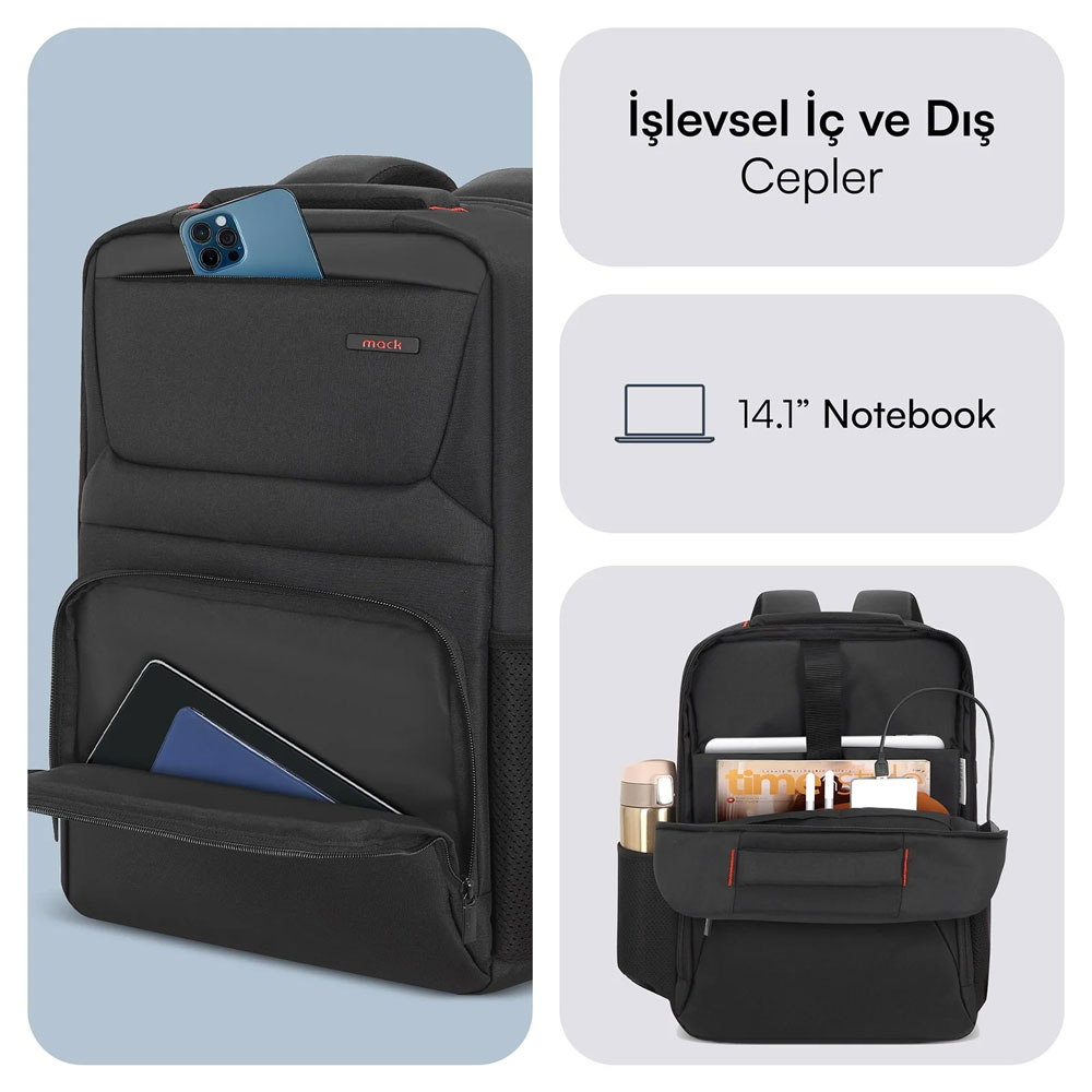 MACK MCC-804 14.1" Business X Notebook Sırt Çantası Siyah