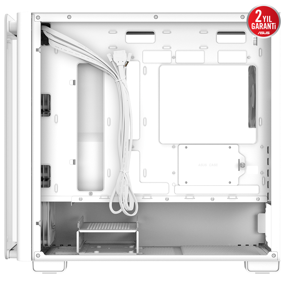 Asus A23 PLUS Beyaz Temperli Cam mATX Mid Tower Fanlı ARGB Kasa