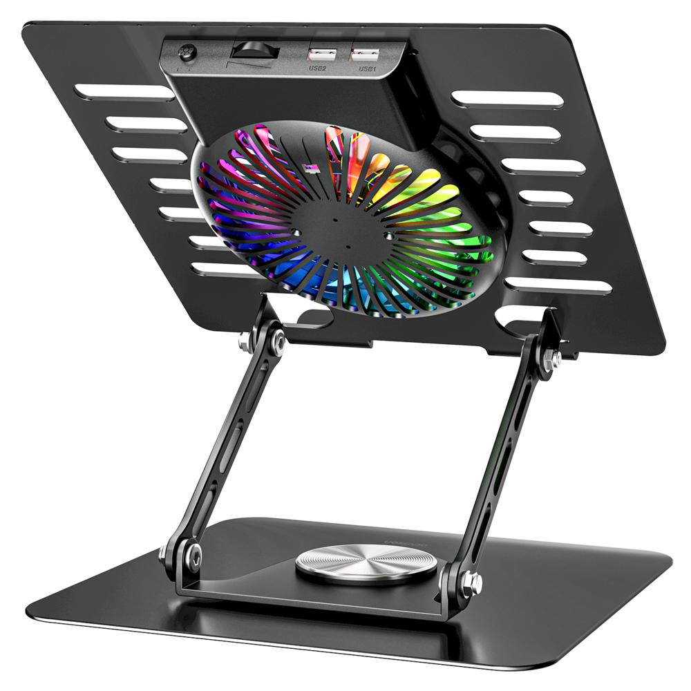 Addison AD-RC36 Steely 360 Derece RGB Fanlı Ayarlanabilir Metal Laptop Stand