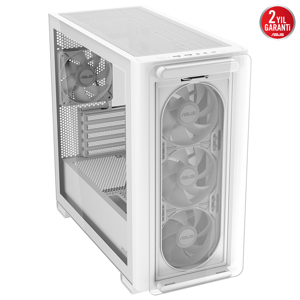 Asus A23 PLUS Beyaz Temperli Cam mATX Mid Tower Fanlı ARGB Kasa
