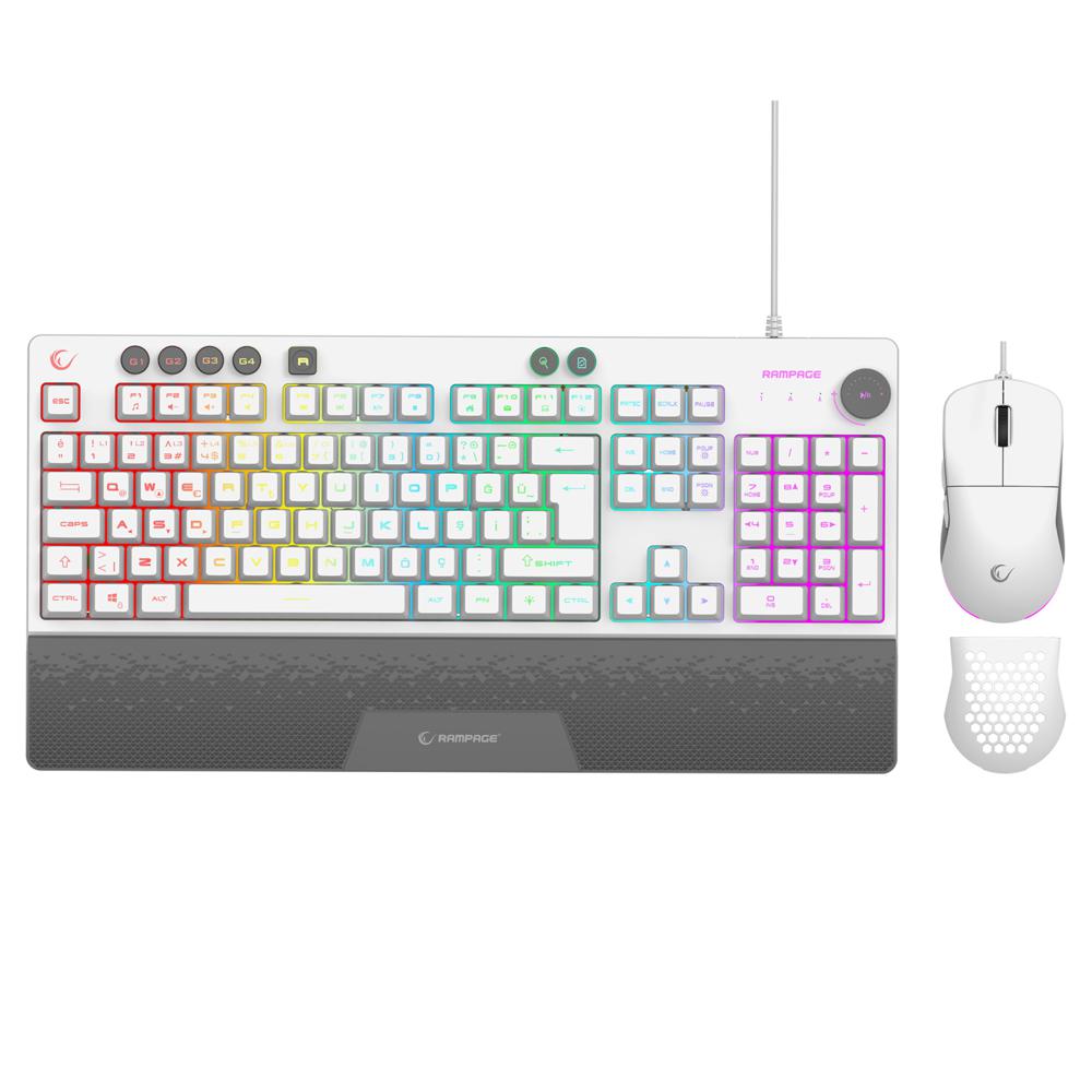 Rampage ECLIPSE Beyaz Usb RGB Aydınlatmalı Q Gaming Oyuncu Klavye Mouse Set