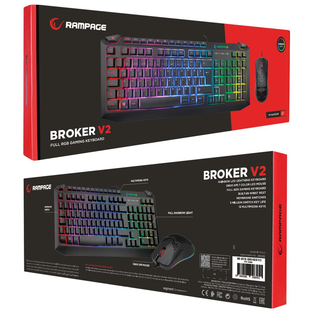 Rampage KB-R310 BROKER V2 Siyah Usb 12800 DPI Oyuncu Klavye + Mouse Set