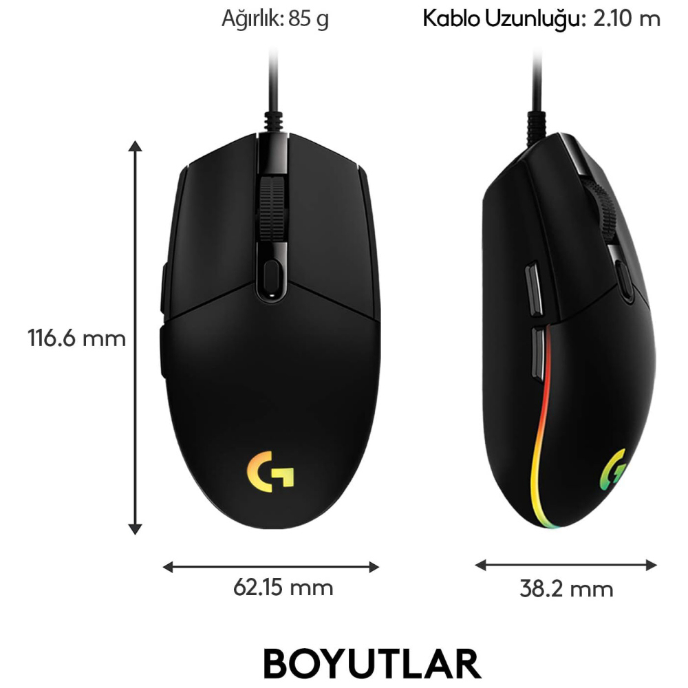Logitech G G102 Gaming Mouse RGB USB Siyah 910-005823