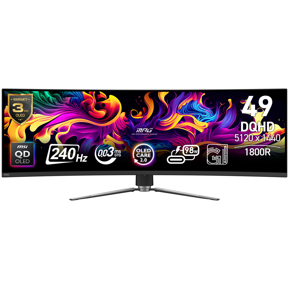 MSI 49" MPG 491CQPX QD-OLED Curved 0.03ms G-Sync Siyah DQHD Monitör