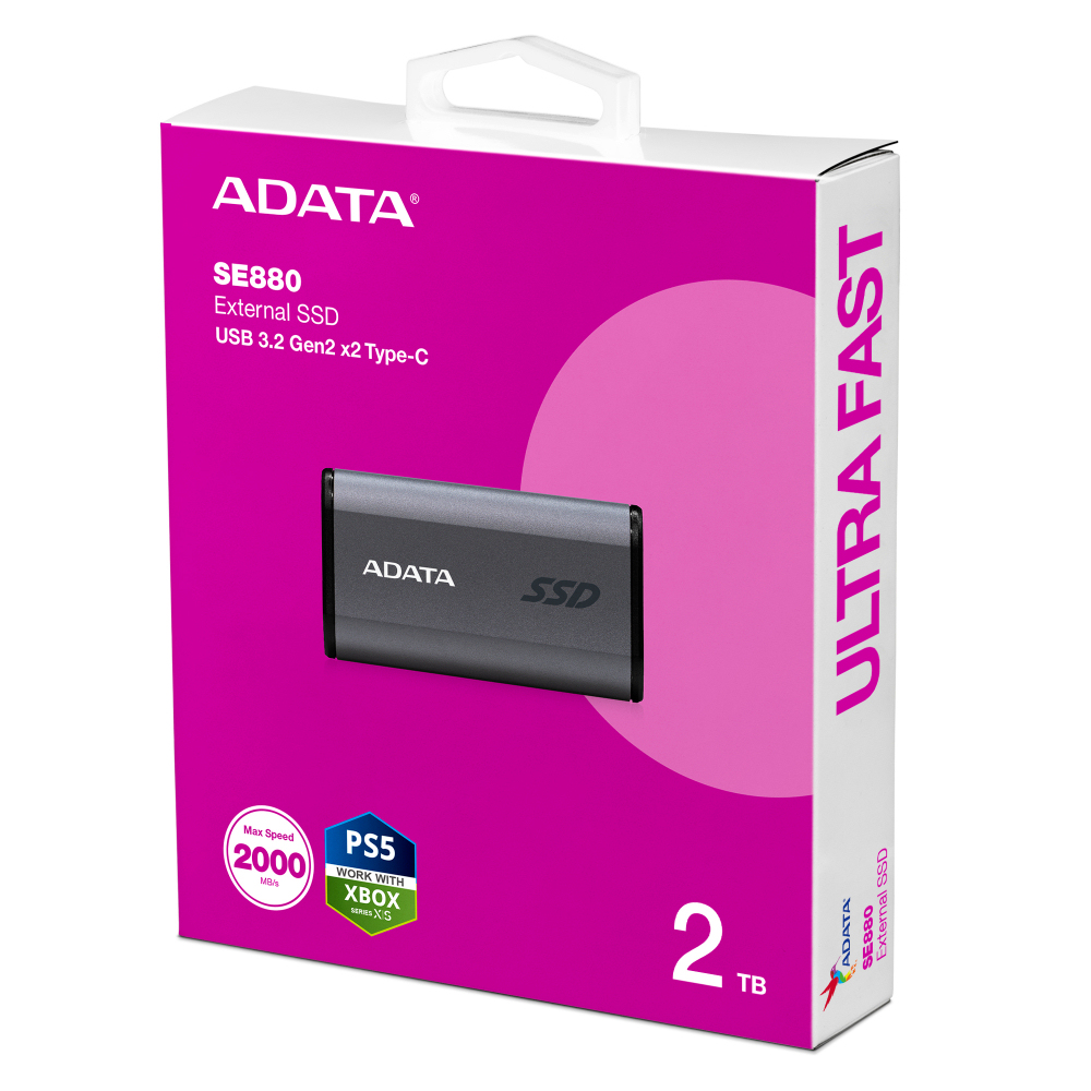 ADATA 2TB SE880 Taşınabilir SSD GRİ AELI-SE880-2TCGY