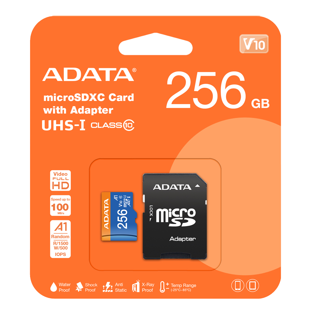Adata Premier 256GB Micro SDHC U1/C10 AUSDX256GUICL10A1-RA1
