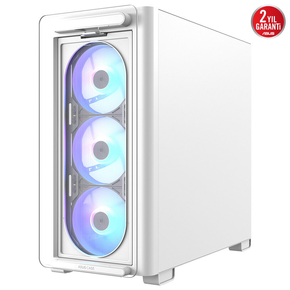 Asus A23 PLUS Beyaz Temperli Cam mATX Mid Tower Fanlı ARGB Kasa
