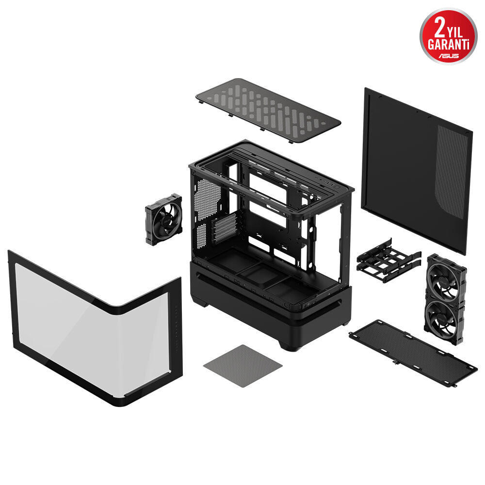 Asus PRIME AP202 Siyah Temperli Cam mATX Mini Tower Fanlı ARGB Kasa