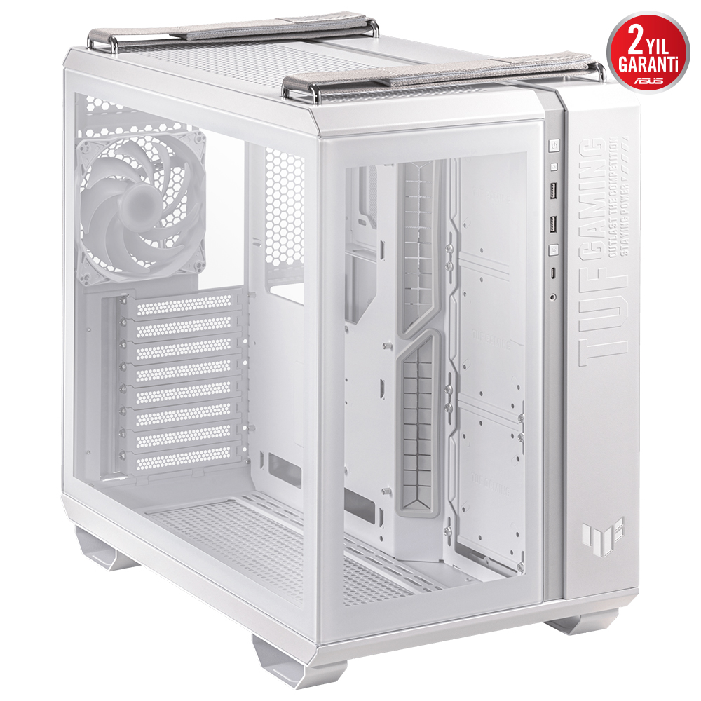 Asus TUF GAMING GT502 PLUS Beyaz Panaromik Temperli Cam ATX Mid Tower Fanlı Kasa
