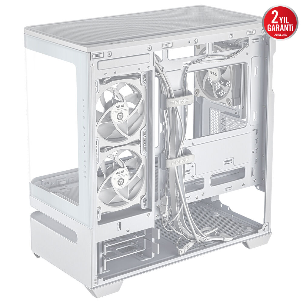 Asus PRIME AP202 Beyaz Temperli Cam mATX Mini Tower Fanlı ARGB Kasa