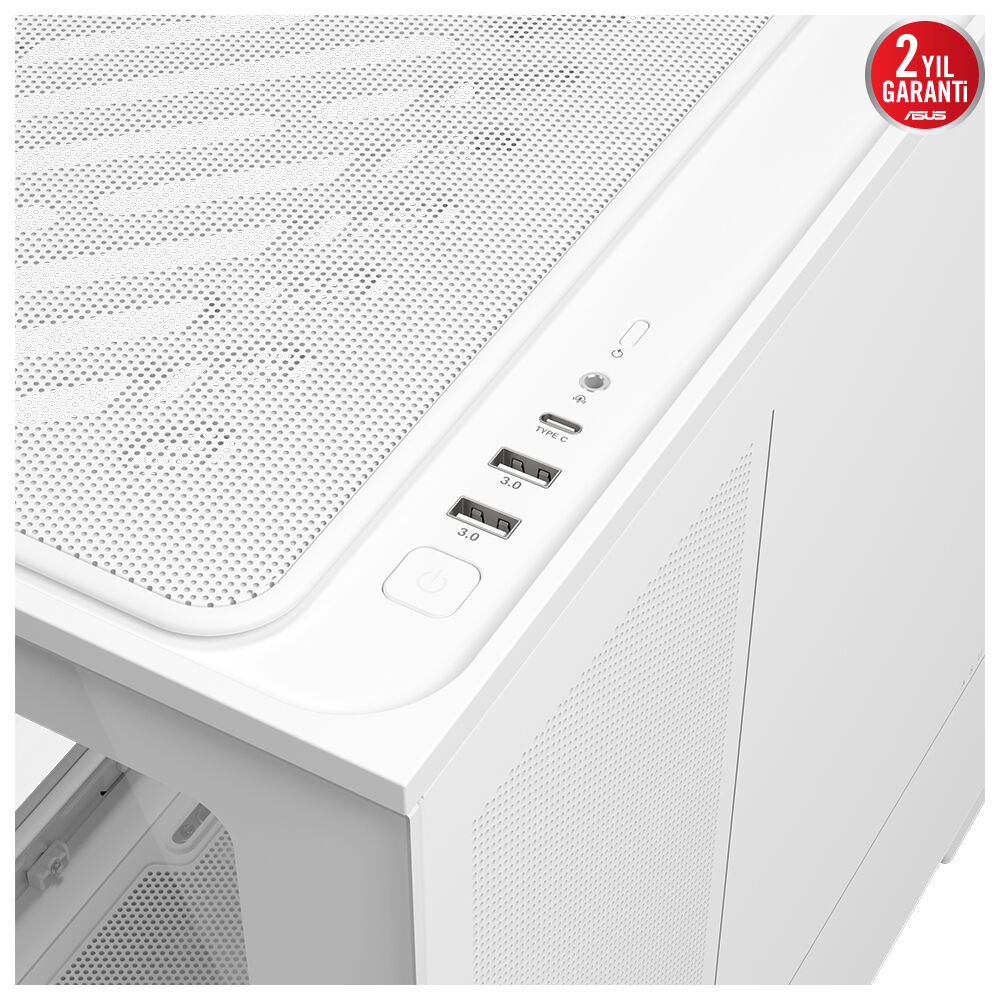Asus PRIME AP202 Beyaz Temperli Cam mATX Mini Tower Fanlı ARGB Kasa