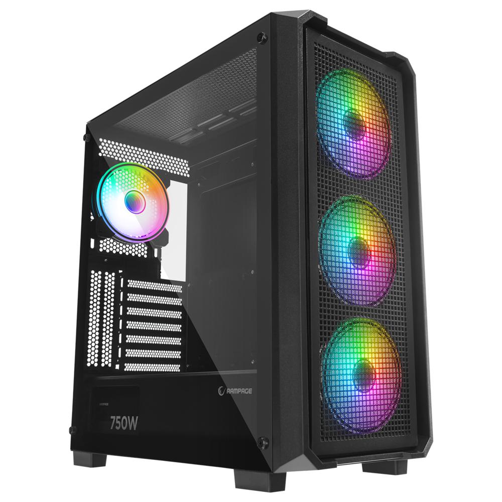 Rampage X-CHAIN Temper Camlı 750W(Peak) 80Plus Bronze 4 Adet RGB Fanlı Kasa