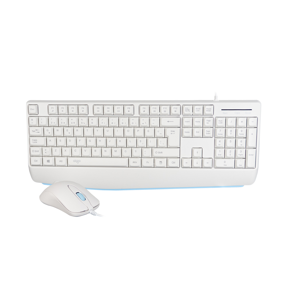 AIGO AK310 Pro Beyaz Kablolu Q Klavye + Mouse Set