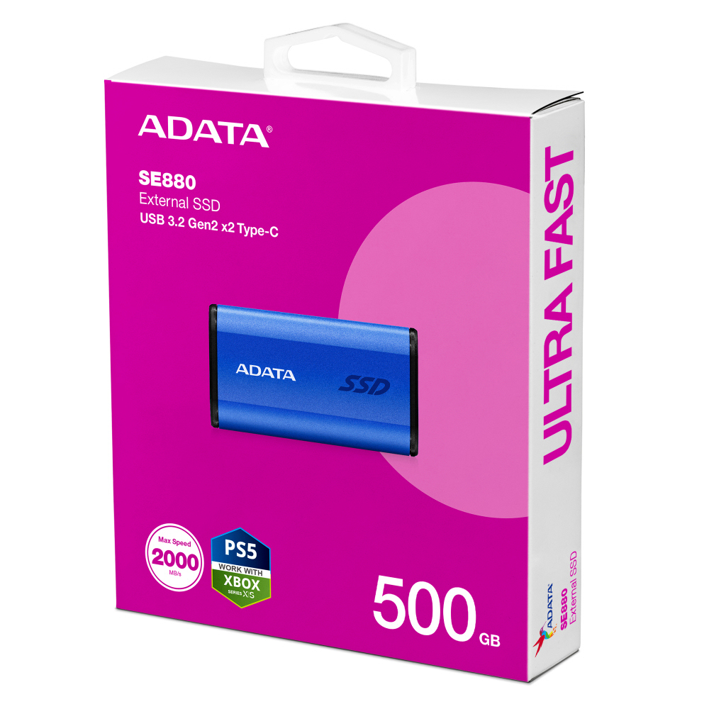 ADATA 500GB SE880 Taşınabilir SSD MAVİ AELI-SE880-500GCBU