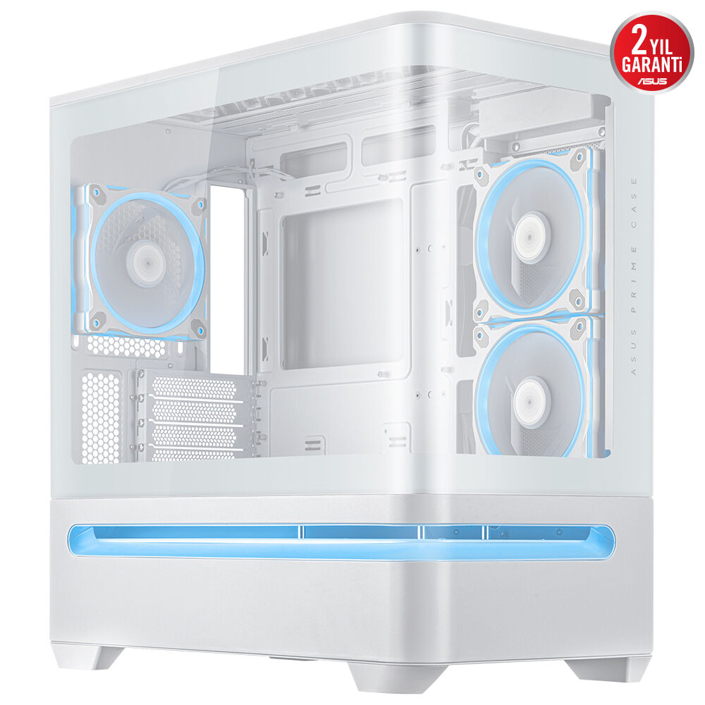 Asus PRIME AP202 Beyaz Temperli Cam mATX Mini Tower Fanlı ARGB Kasa