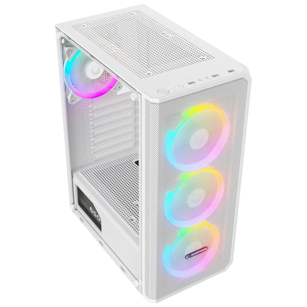 Rampage HELIOS Mesh 650W 80+ Beyaz Rainbow ATX Mid-T Gaming Oyuncu Kasası
