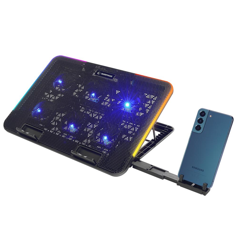 Rampage SIXPOWER R9 6 Fan RGB Işıklı Telefon Tutuculu Notebook Soğutucu Stand