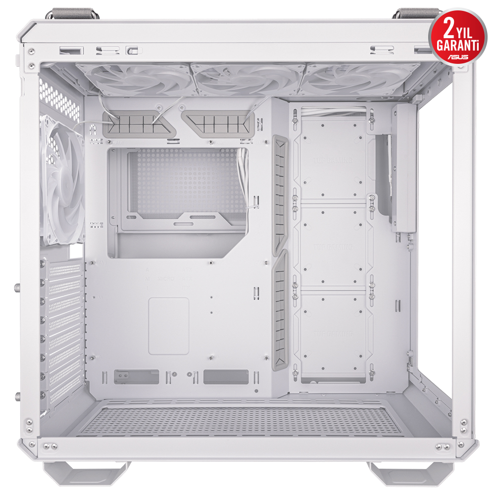 Asus TUF GAMING GT502 PLUS Beyaz Panaromik Temperli Cam ATX Mid Tower Fanlı Kasa