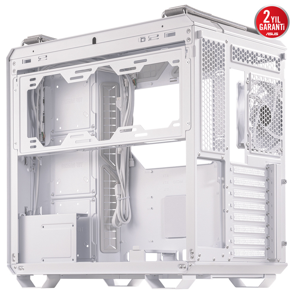 Asus TUF GAMING GT502 PLUS Beyaz Panaromik Temperli Cam ATX Mid Tower Fanlı Kasa
