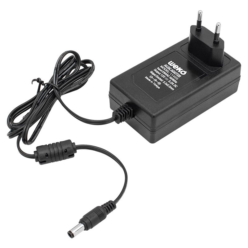 Weko 12 Volt 3.2 Amper 38 Watt Plastik Kasa Priz Tipi Adaptör (5.5X2.5 Uçlu)