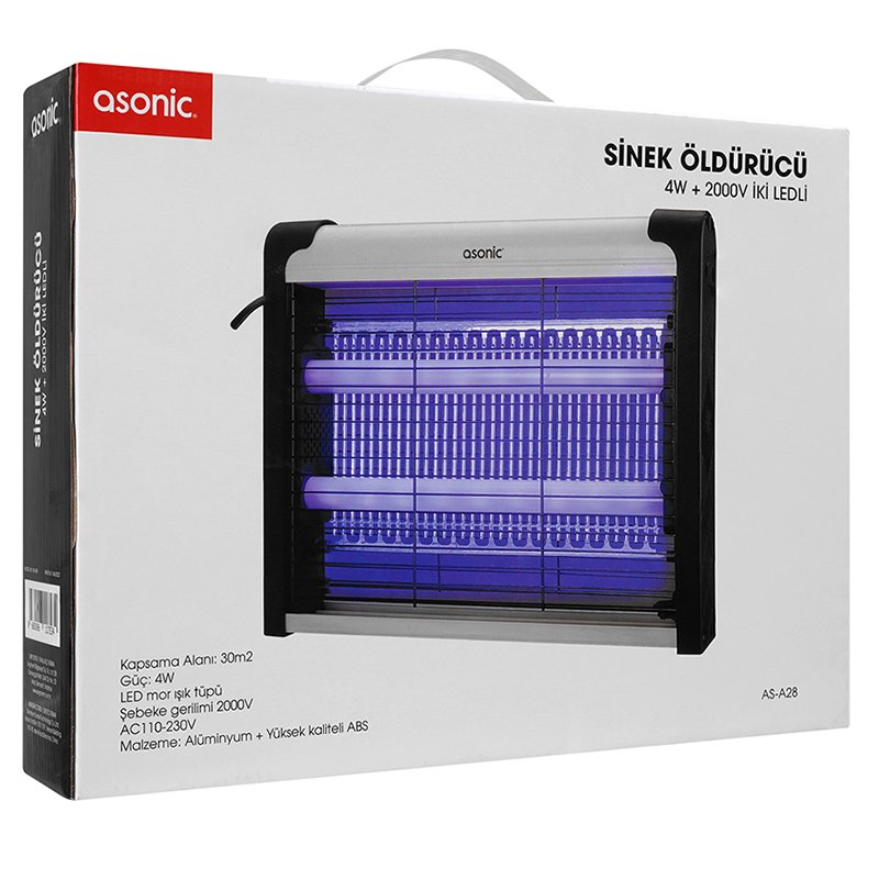 Asonic AS-A28 Orta Boy 4W+ 2000V Zincir Askısılı İki Ledli Sinek Öldürücü