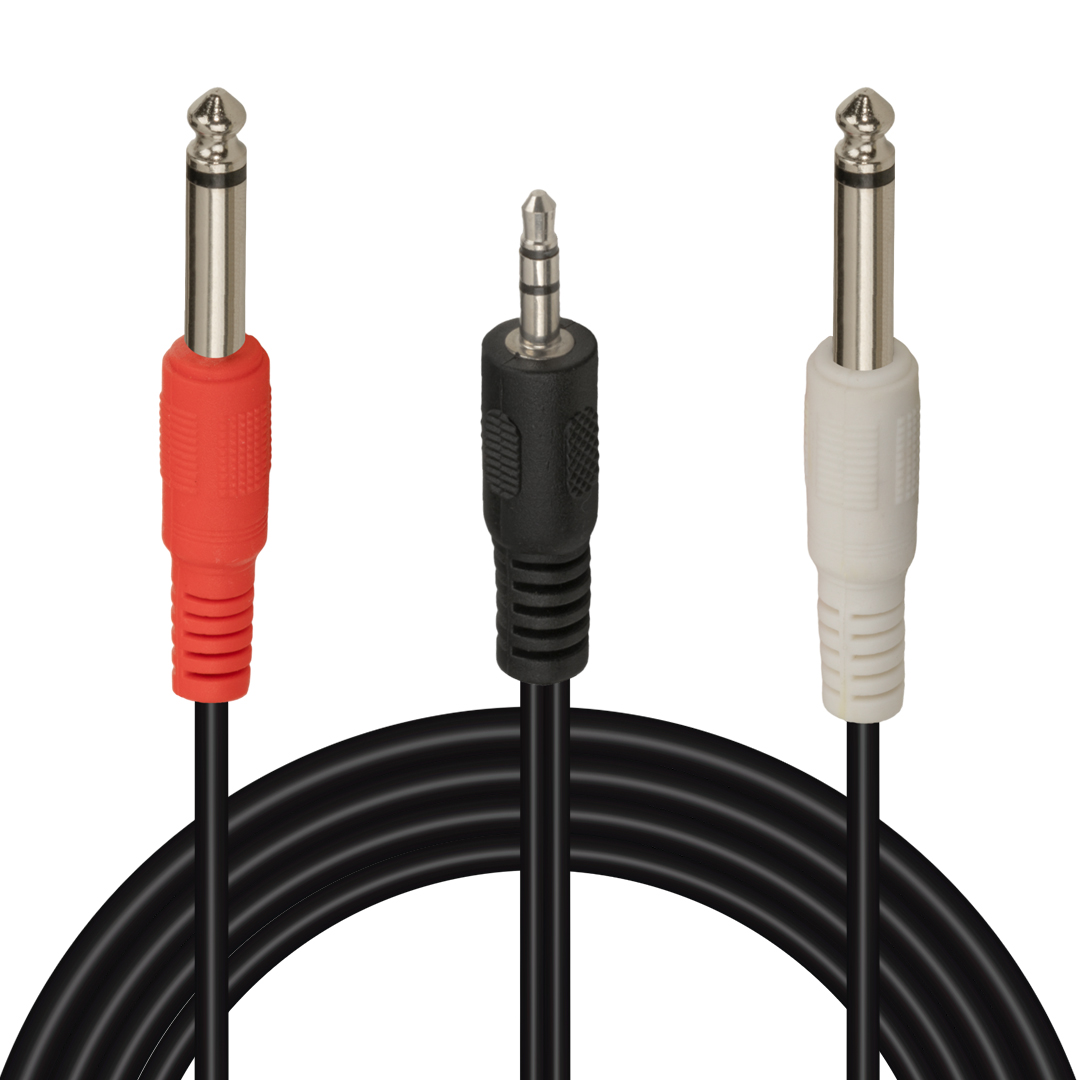 Powermaster PM-13934 3.5 Mm Stereo Erkek - 2X6.3 Mm Mono Erkek 5 Metre Ses Kablosu 