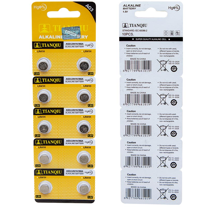Tianqiu AG3 LR41 Alkalin Saat Pili 10'Lu Paket