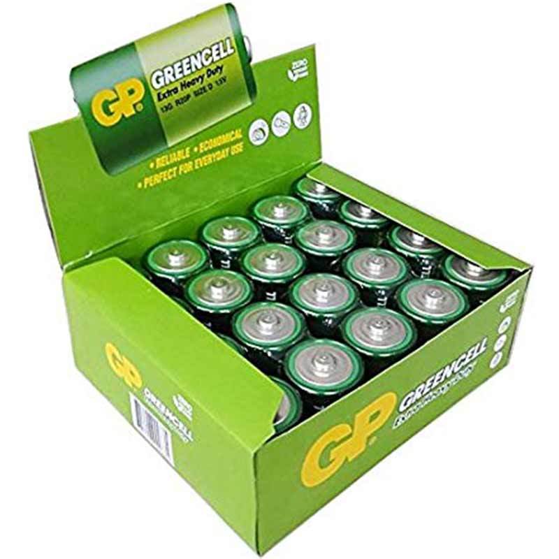 GP Greencell R20 1.5V Büyük D Boy Çinko-Karbon Pil 20'Li Paket (13G)