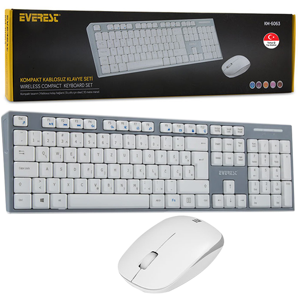 Everest KM-6063 Q Multimedya Kablosuz Klavye - Mouse Set